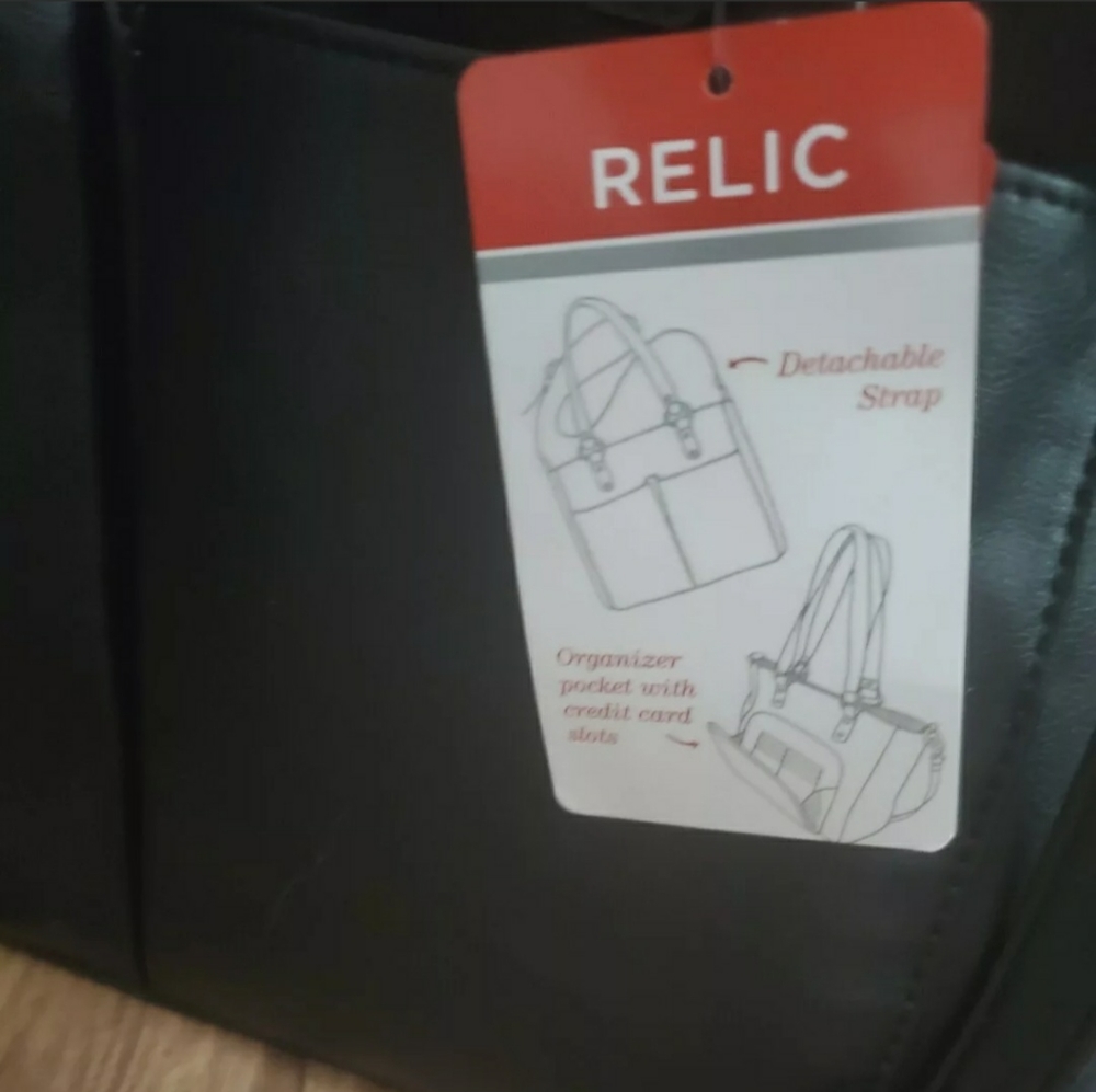 relic by fossil black faux leather tote bag - Picture 7 of 7
